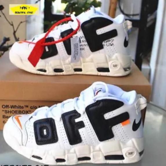 Sales (Full box) Giày thể thao AIR MORE UPTEMPO OFF WHITE trắng chữ đen ✔️ 2020 💎 [ Real ] . * ¹