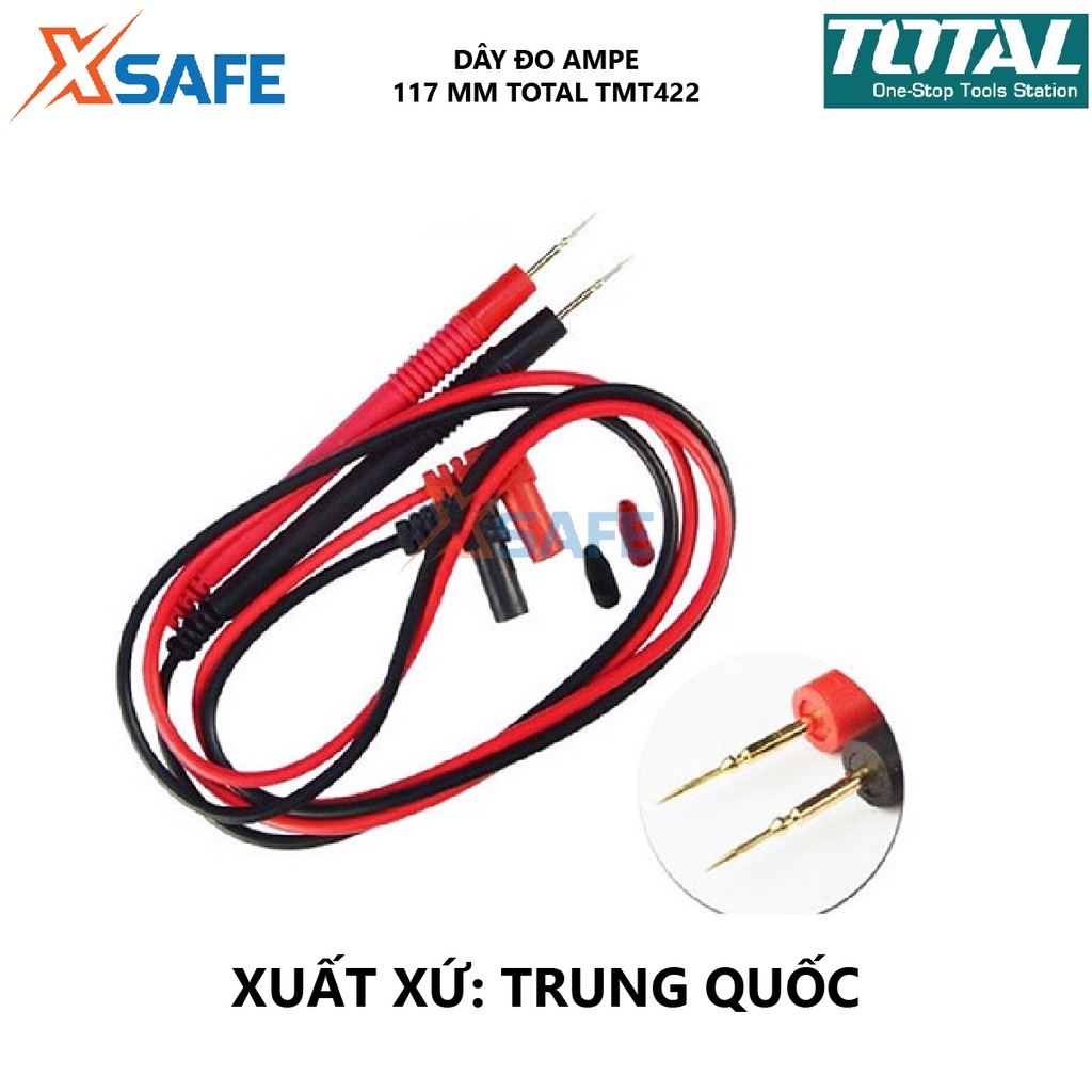 Dây đo ampe TOTAL TMT422 Chiều dài dây 117mm Thích hợp sử dụng với model TMT46001 đồng hồ đo điện vạn năng [XSAFE]