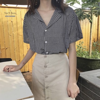 Sơ mi cộc kẻ caro