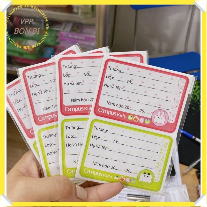 Tập nhãn vở campus kids/foods/doremon/mode&kool
