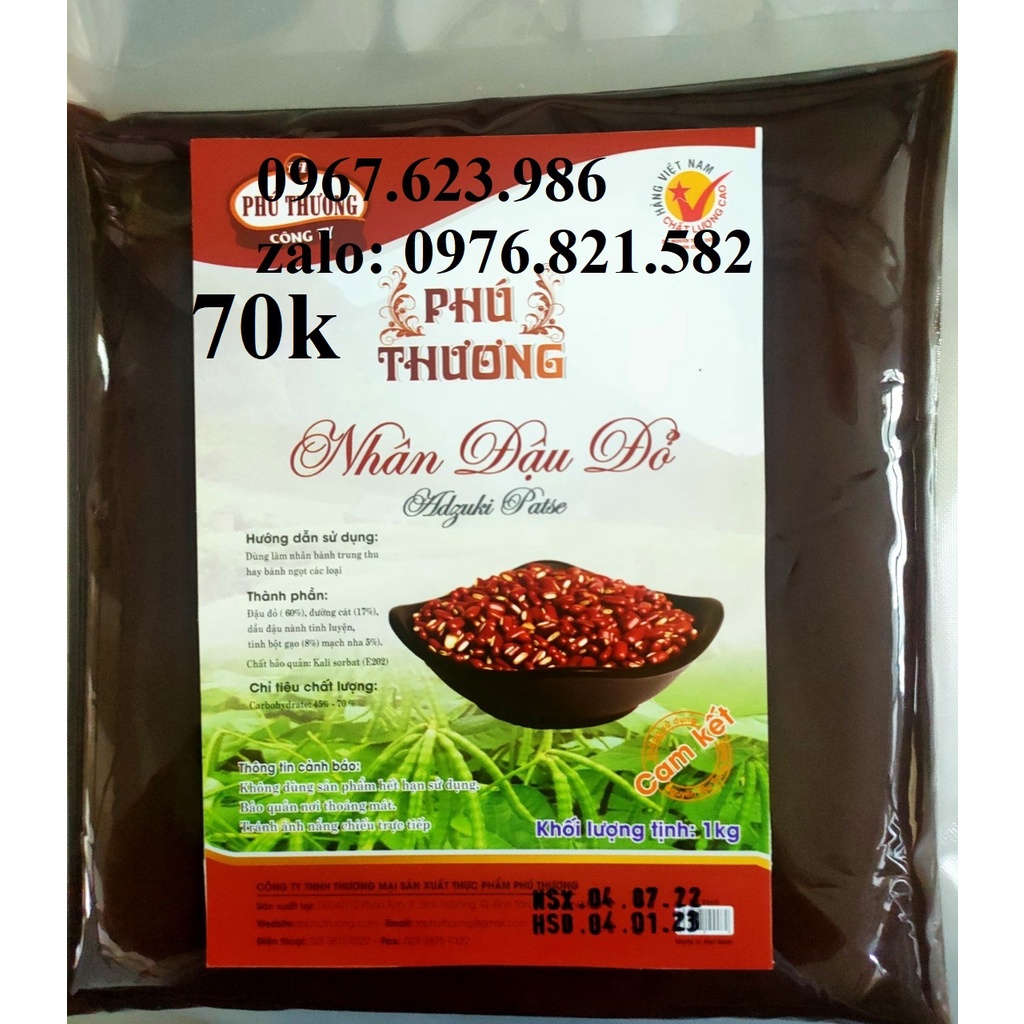Nhân đậu đỏ phú thương 1kg( giá cửa hàng 70k/ 1kg)