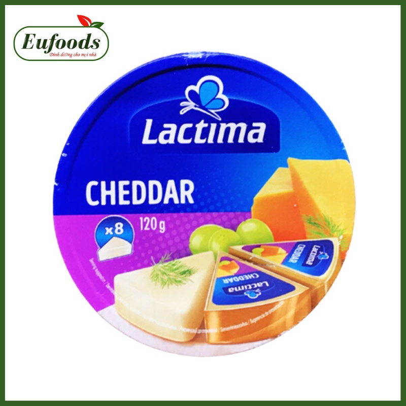 DATE T3/2024 Phô Mai Hộp Tròn Lactima Cheddar Ba Lan 120g