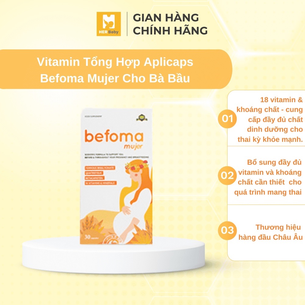 Befoma hộp 30 viên - Bổ sung sắt hữu cơ, Acid Folic thế hệ 4, vitamin khoáng chất cho phụ nữ mang thai và cho con bú Chư