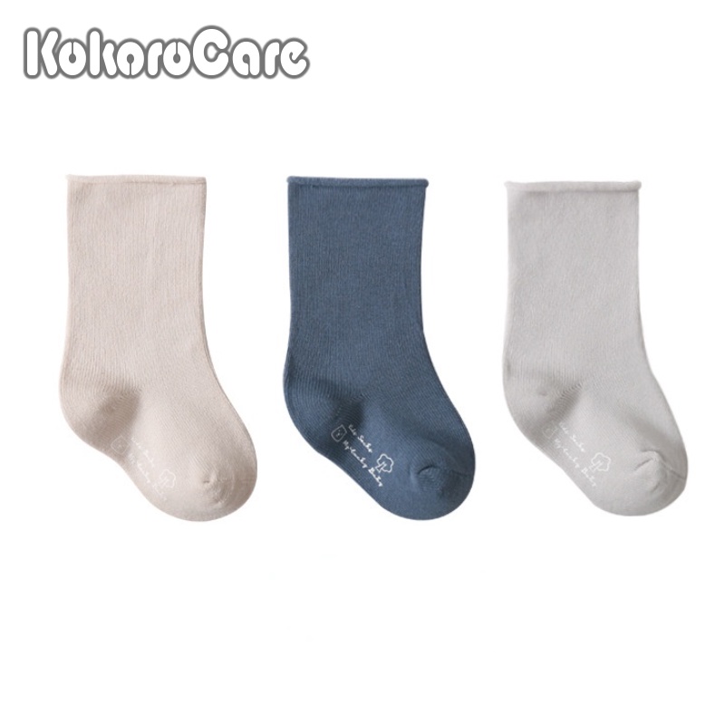Set 3 đôi vớ KokoroCare YR-09-04 cho bé xanh dương/xám in hình gấu S/M/L 0-5 tuổi