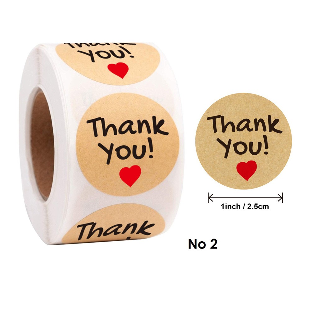 [NHIỀU SIZE] Cuộn 500 sticker nhãn dán THANK YOU - CẢM ƠN màu trắng đơn giản