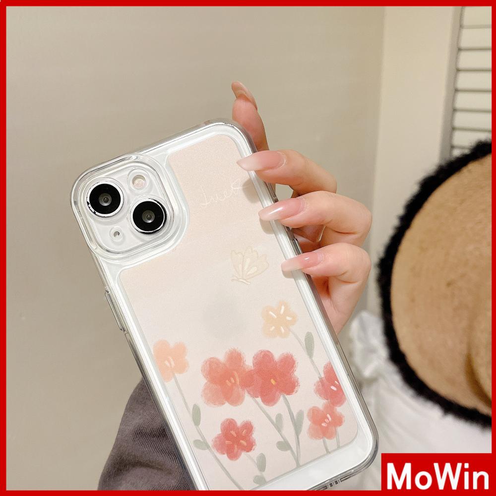 iPhone Case Silicone Soft Case Clear Case Thickened Shockproof Protection Camera Metal Button Elegant Flower Compatible For iPhone 11 Pro Max 13 Pro Max 12 Pro Max 7Plus xr XS Max