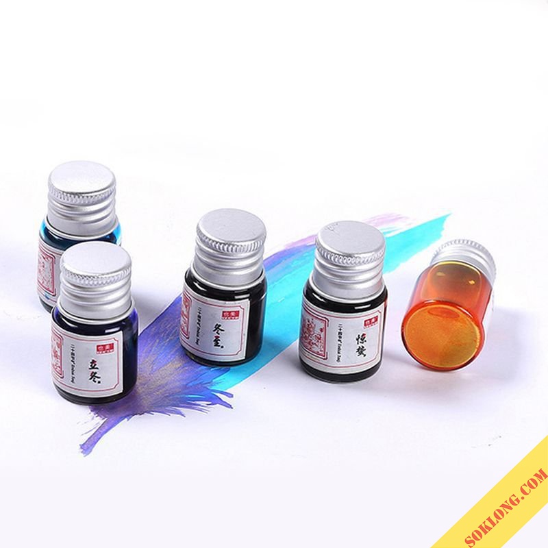 Hũ mực nhũ ánh kim 5ml dùng cho bút máy, lọ mực viết calligraphy B12