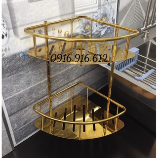 Kệ góc 2 tầng inox 304 nhật mạ vàng