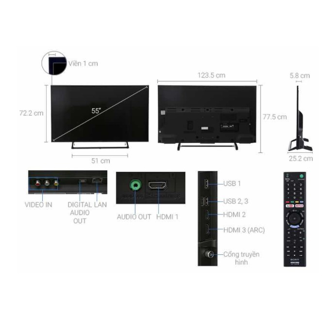 Tivi internet 4K 55 inch Sony KD-55X7000E