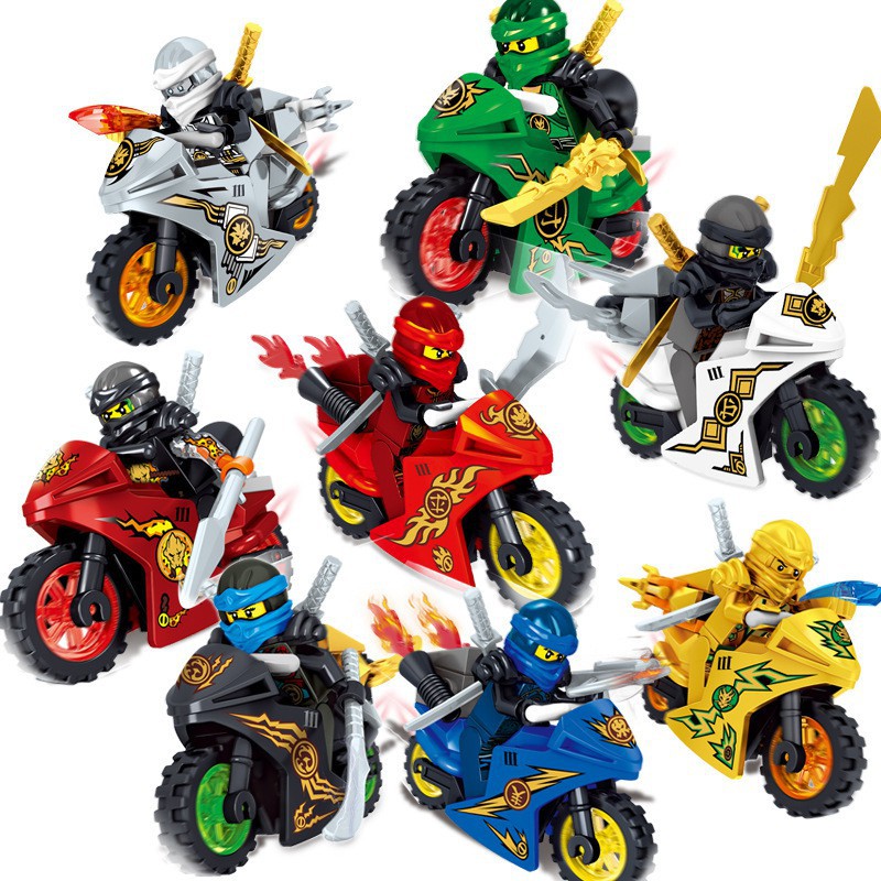 Lego Ninjago Xe máy Bộ Minifigures Ninja Mini Figures Phù hợp với Lego Blocks Đồ chơi Xếp hình Quà tặng cho trẻ em 8 chiếc