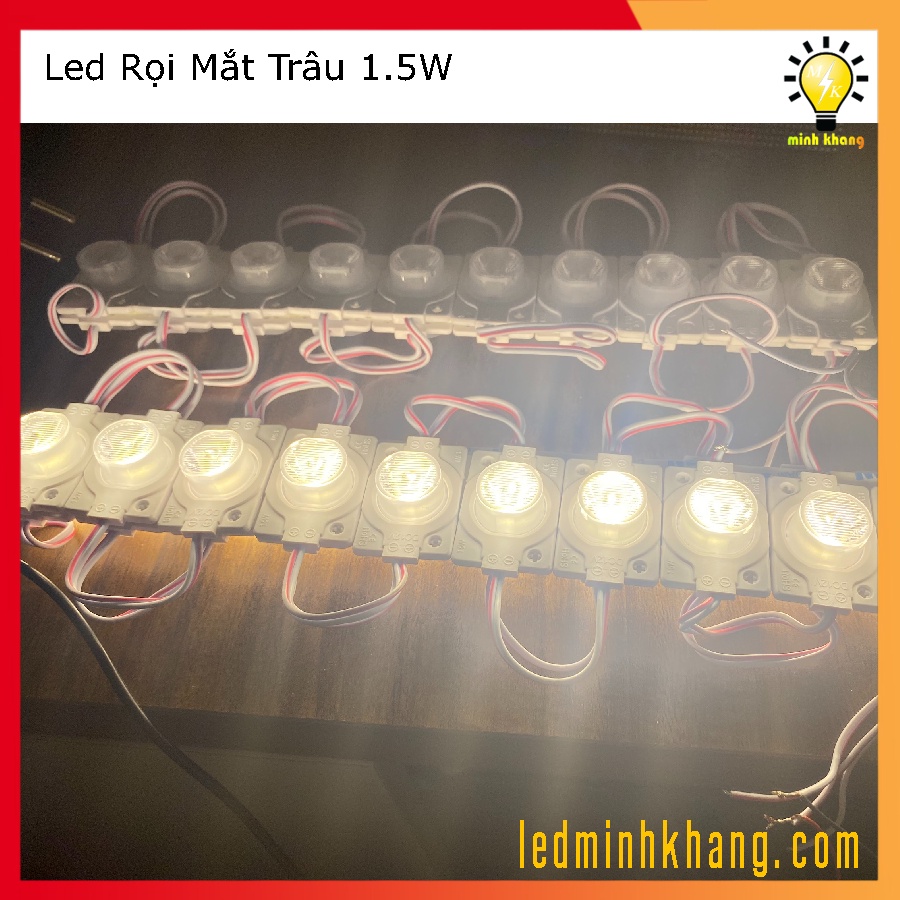 Vỉ 20 bóng led rọi mắt trâu 12V - 1,5W ánh sáng trắng, vàng nắng