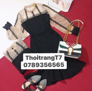 Đầm ôm đuôi cá pha lưới siêu đẹp ảnh thật 100%