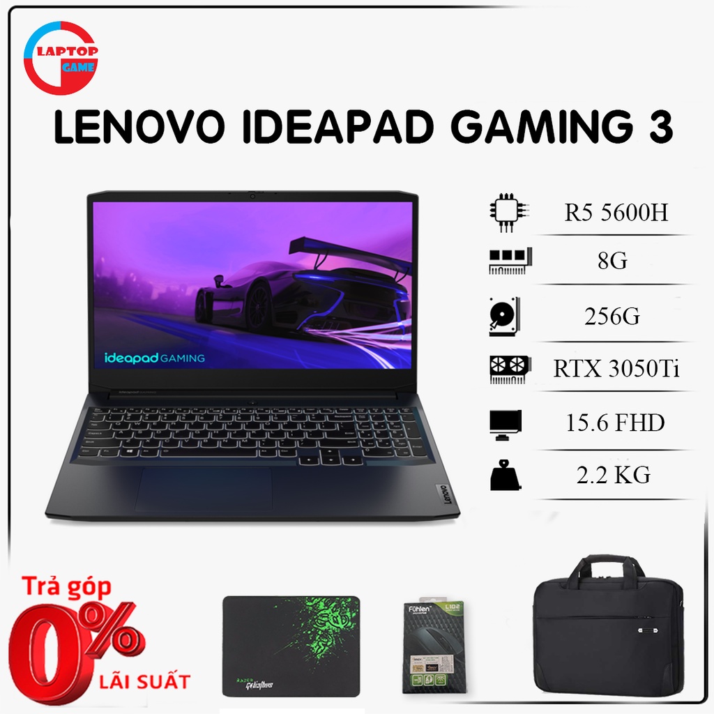Laptop Lenovo Ideapad Gaming 3 ( Core I5 11300H, Ryzen 5-5600H, 8GB, 512GB, RTX 3050Ti, 15.6" FHD IPS 120Hz)