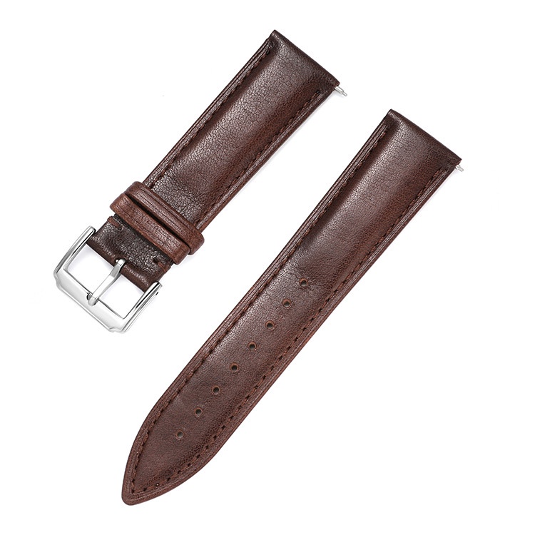 Đen/ Nâu [TẶNG CHỐT THÔNG MINH] Dây đồng hồ da bò 2 mặt lớp da bò đầu tiên chống thấm nước BO-25 size 18 19 20 21 22mm