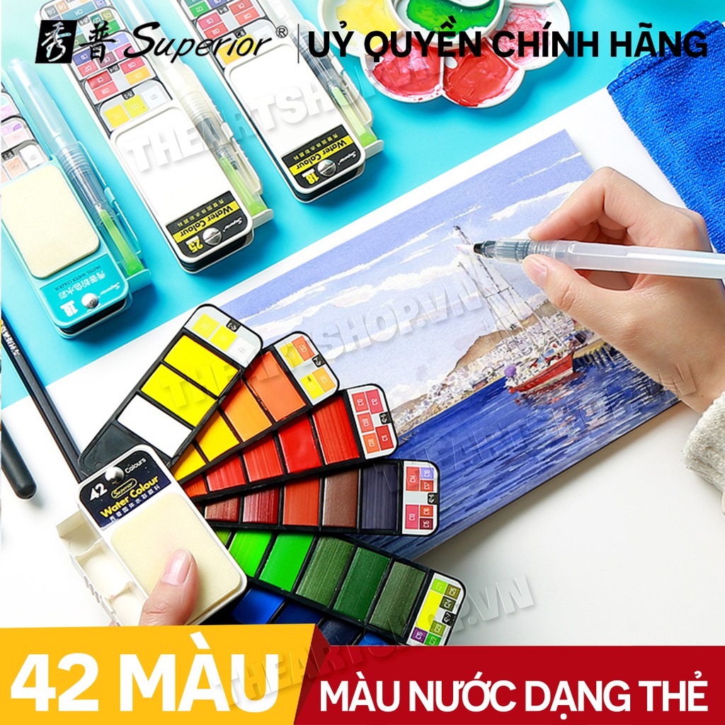 Màu nước SUPERIOR dạng thẻ 18/25/33/42 màu