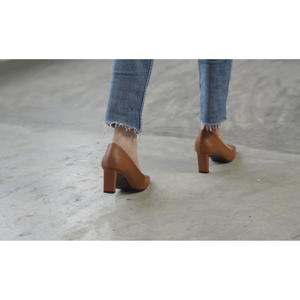 Giày cao gót mũi vuông đế vuông 5cm Daphne Block Heel