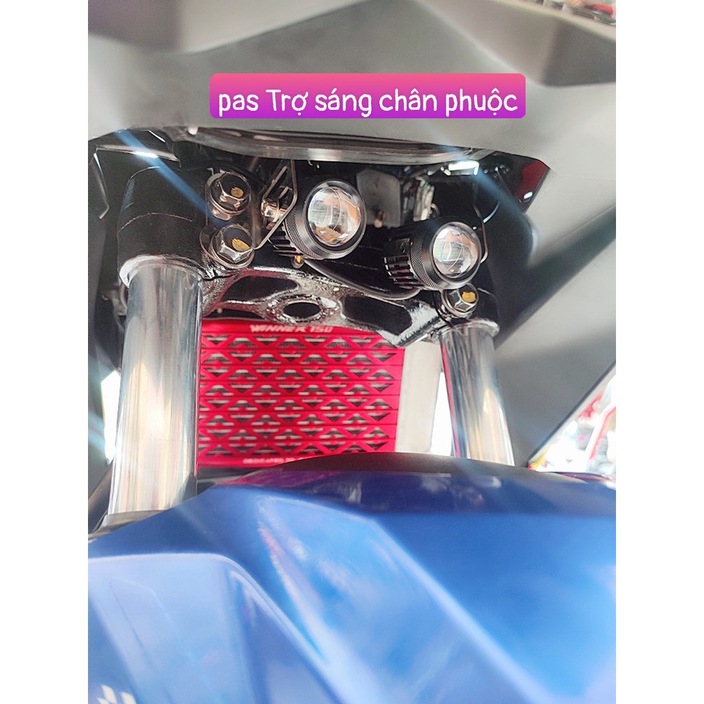 Bát  gắn đèn trợ sáng Mini vào phuộc Inox 304