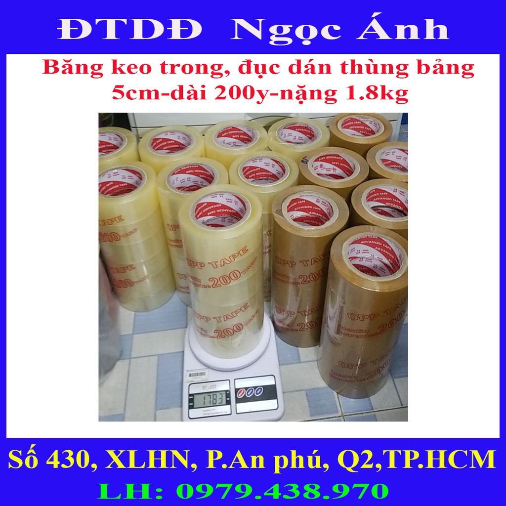 BĂNG KEO DÁN 5P TRONG ĐỤC dài 200 yard
