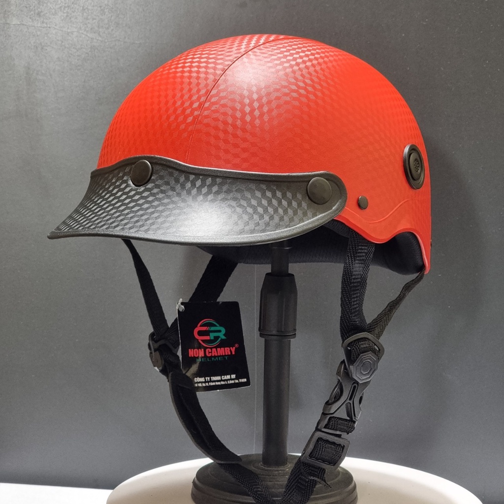 Mũ bảo hiểm lưỡi trai cao cấp GRO HELMET vân cacbon nhiều màu cá tính