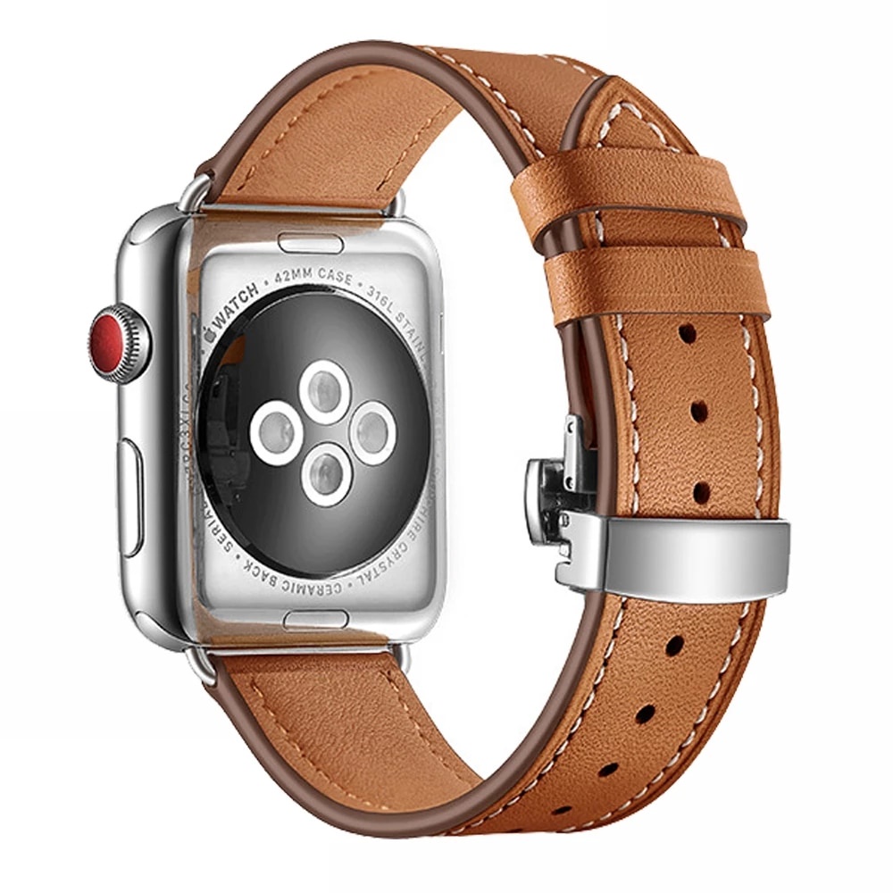 Dây đeo bằng da thật thích hợp cho đồng hồ apple watch 7 41mm 45mm series 6 se 5 4 40mm 44mm iwatch 3 38mm 42mm