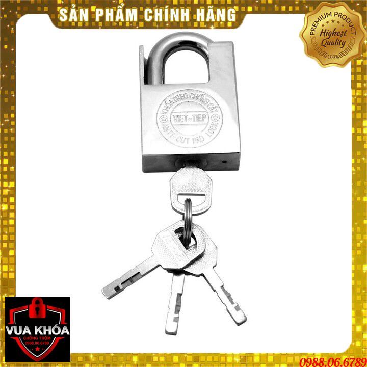 Ổ khóa cửa treo Việt Tiệp hợp kim chống cắt màu trắng⚡FREE SHIP⚡ Khóa cần chìa chống quên chìa. hợp kim thép cao cấp