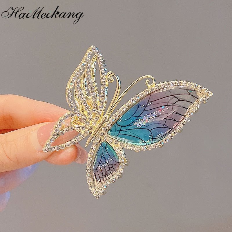 Haimeikang Kẹp Tóc Hình Bướm Đính Đá Thời Trang Cho Nữ