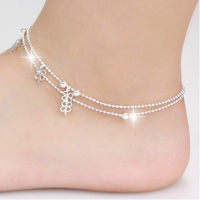 Lắc chân nữ bạc bi cườm cỏ 4 lá phụ kiện trang sức hot trend hàn nhật 🔝🔝 namimi | BigBuy360 - bigbuy360.vn