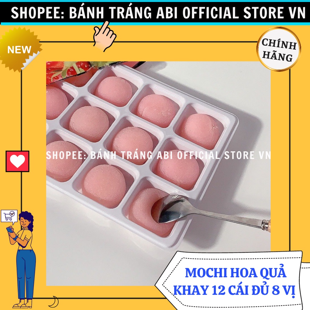 [MOCHI NGON] BÁNH MOCHI VỊ HOA QUẢ TƯƠI ĐỦ 8 VỊ KHAY 12 VIÊN 🥝