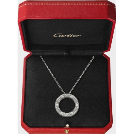 Dây chuyền tình yêu bằng vàng trắng đính kim cương sang trọng