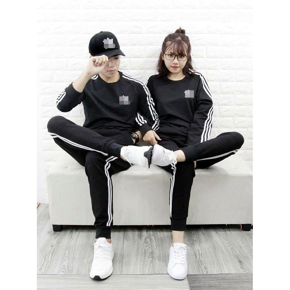 Quần Jogger Thun Thể Thao Nam Nữ Sọc Trắng Unisex Chất Dày Dặn