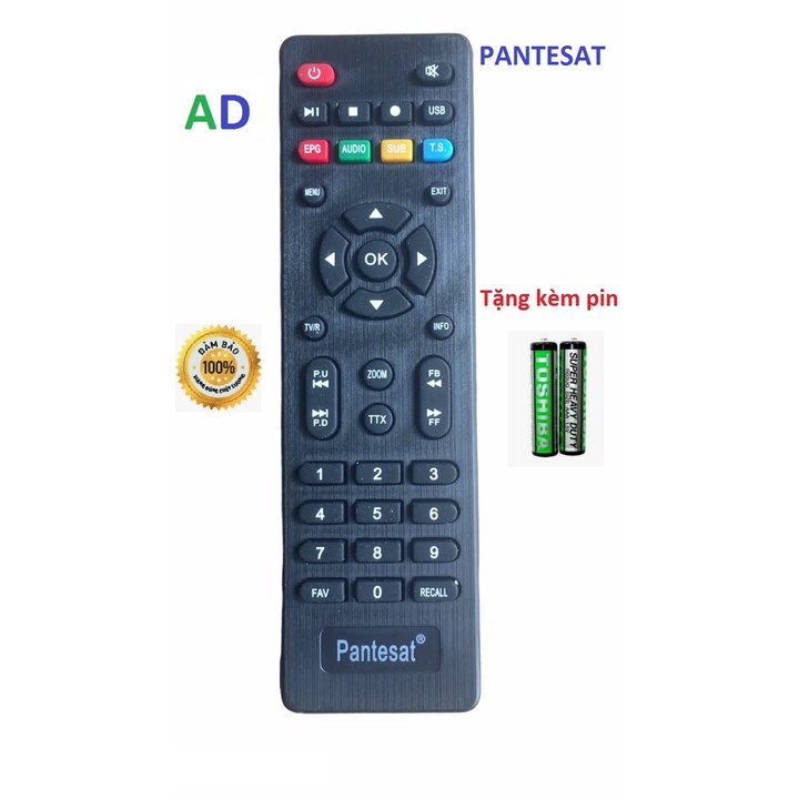 Điều khiển Pantesat - Tặng kèm pin - Remote đầu thu Pantesat loại tốt chất lượng cao