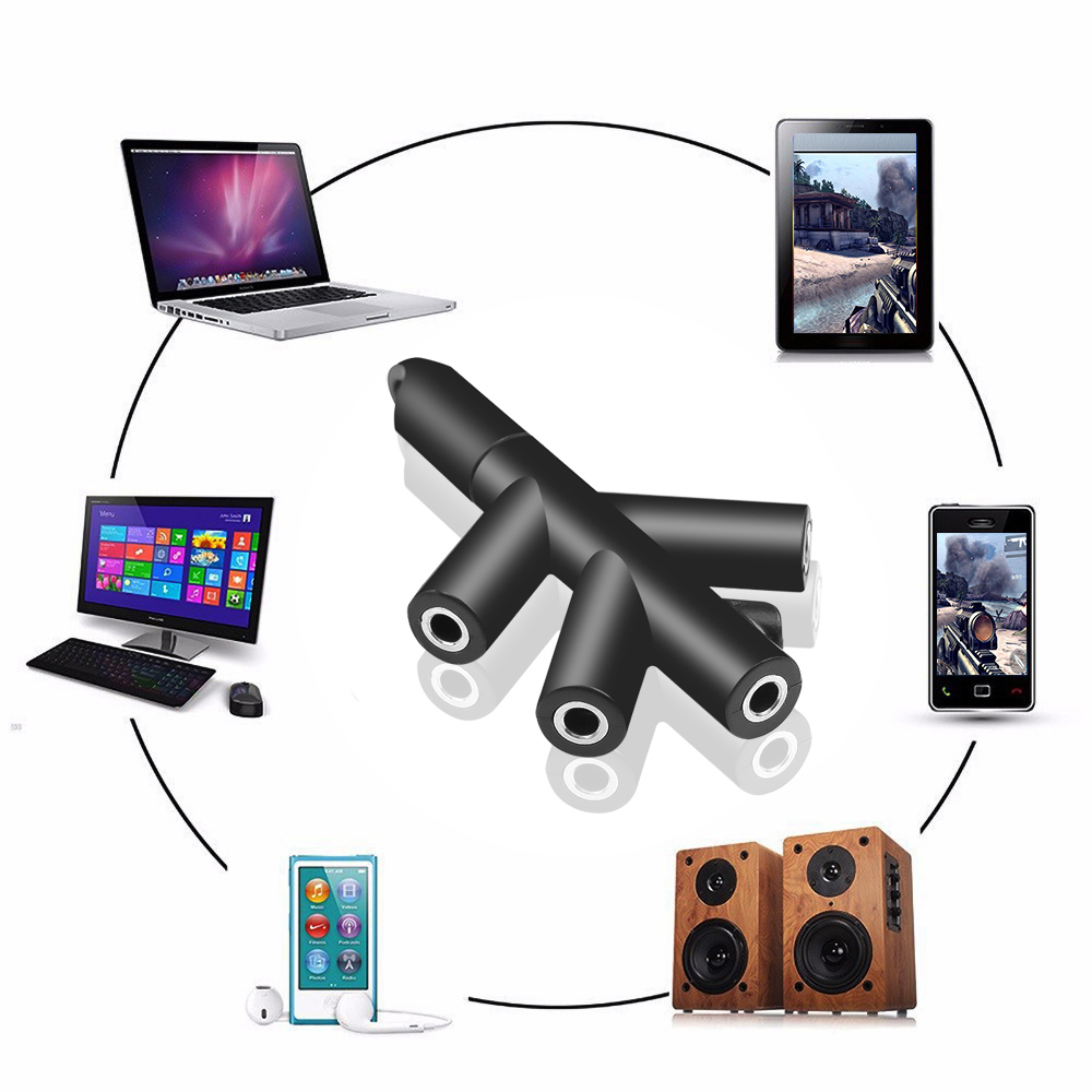 Cáp chia âm thanh chia 4 cổng cắm 3.5mm cho máy tính máy nghe nhạc Mp3