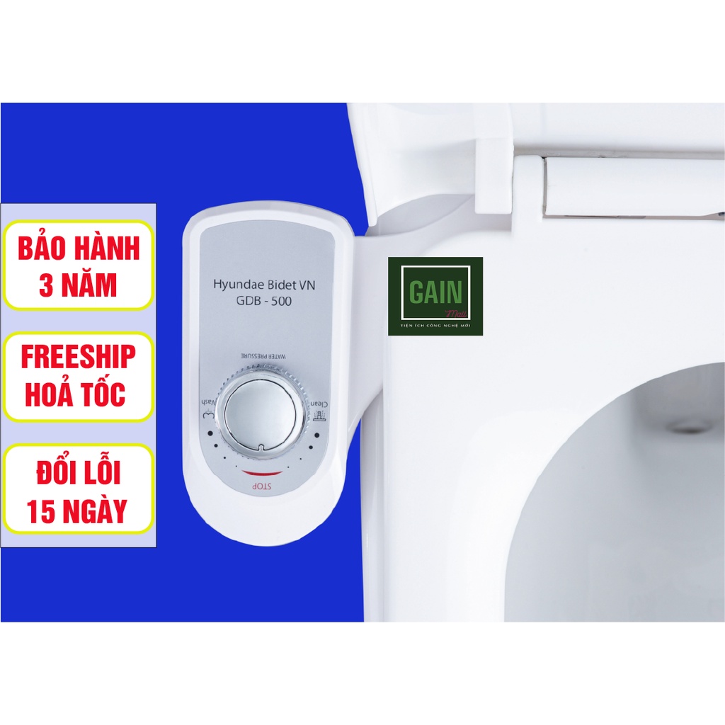 Vòi rửa vệ sinh thông minh Hyundae bidet GDB500, BH 3 Năm, đổi lỗi 15 Ngày, không dùng điện, tự rửa vòi xịt