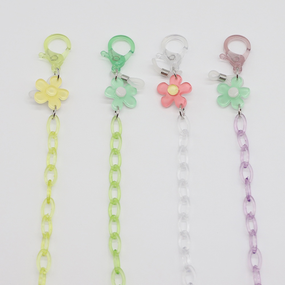 Dây Đeo Mắt Kính Chống Thất Lạc Bằng Acrylic Họa Tiết Hoa Hoạt Hình Dễ Thương