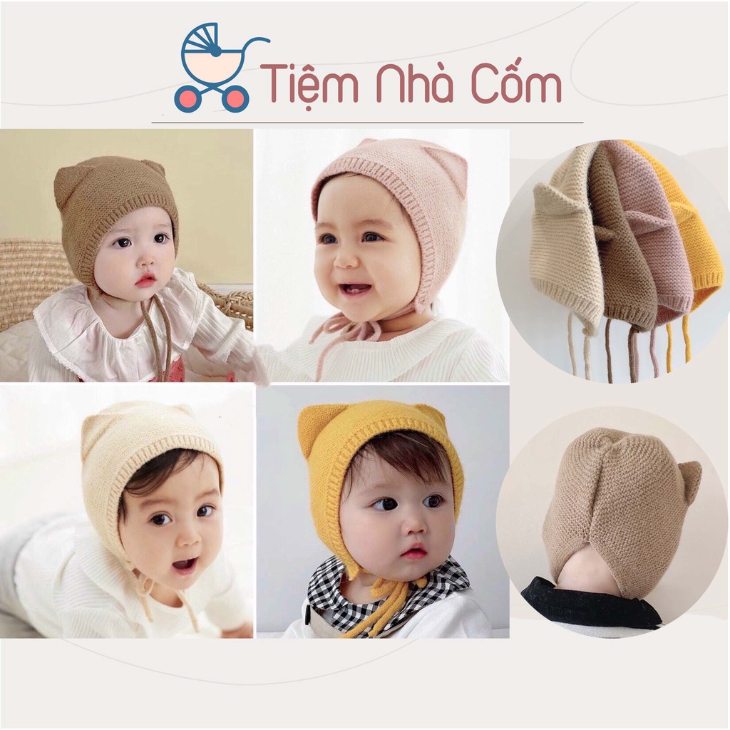 Mũ len tai mèo đáng yêu cho bé trai, bé gái
