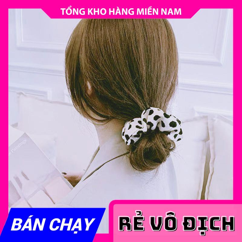 CỘT TÓC BÒ SỮA ⚡ DÂY BUỘC TÓC DỄ THƯƠNG ⚡ CỘT TÓC VẢI SCRUNCHIES BÒ SỮA ⚡ĐỒ BUỘC TÓC BÒ SỮA ⚡HOẠ TIẾT BÒ SỮA