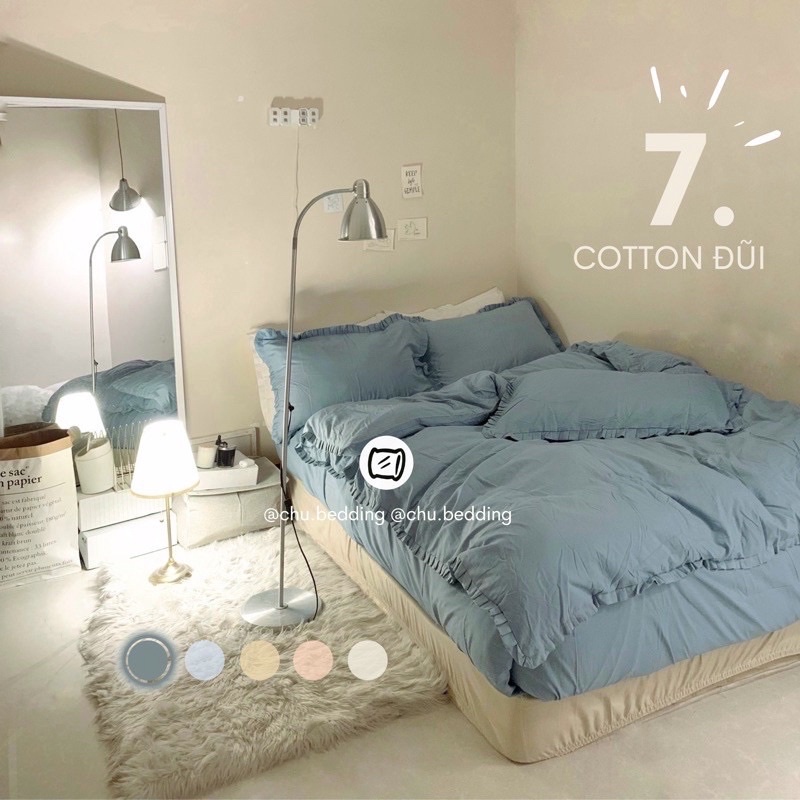 [HÀNG CÓ SĂN] Bộ chăn ga gối full 17 MÀU CHẤT LIỆU COTTON ĐŨI VIỀN BÈO | BigBuy360 - bigbuy360.vn