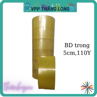 Băng dính, băng keo trong 5cm loại 110y, 180y, 0,5kg/cuộn