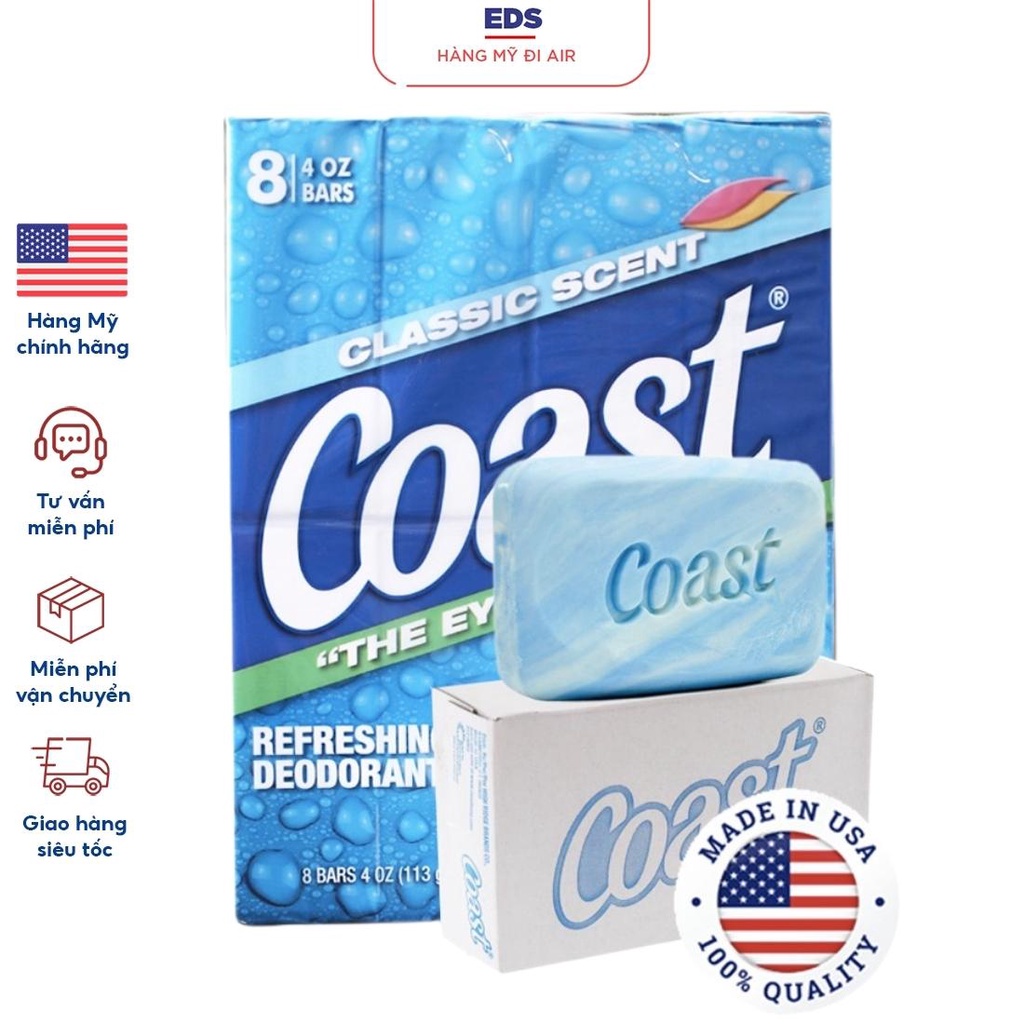 Xà phòng Coast Nhập Khẩu Cục 113gr Set 8 Cục - EDS Hàng Mỹ
