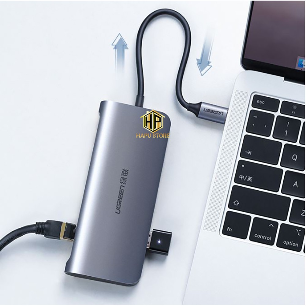 Cáp chuyển đa năng USB Type C to HDMI, VGA, Lan, USB 3.0, USB C hỗ trợ sạc Ugreen 60557 - Hapustore