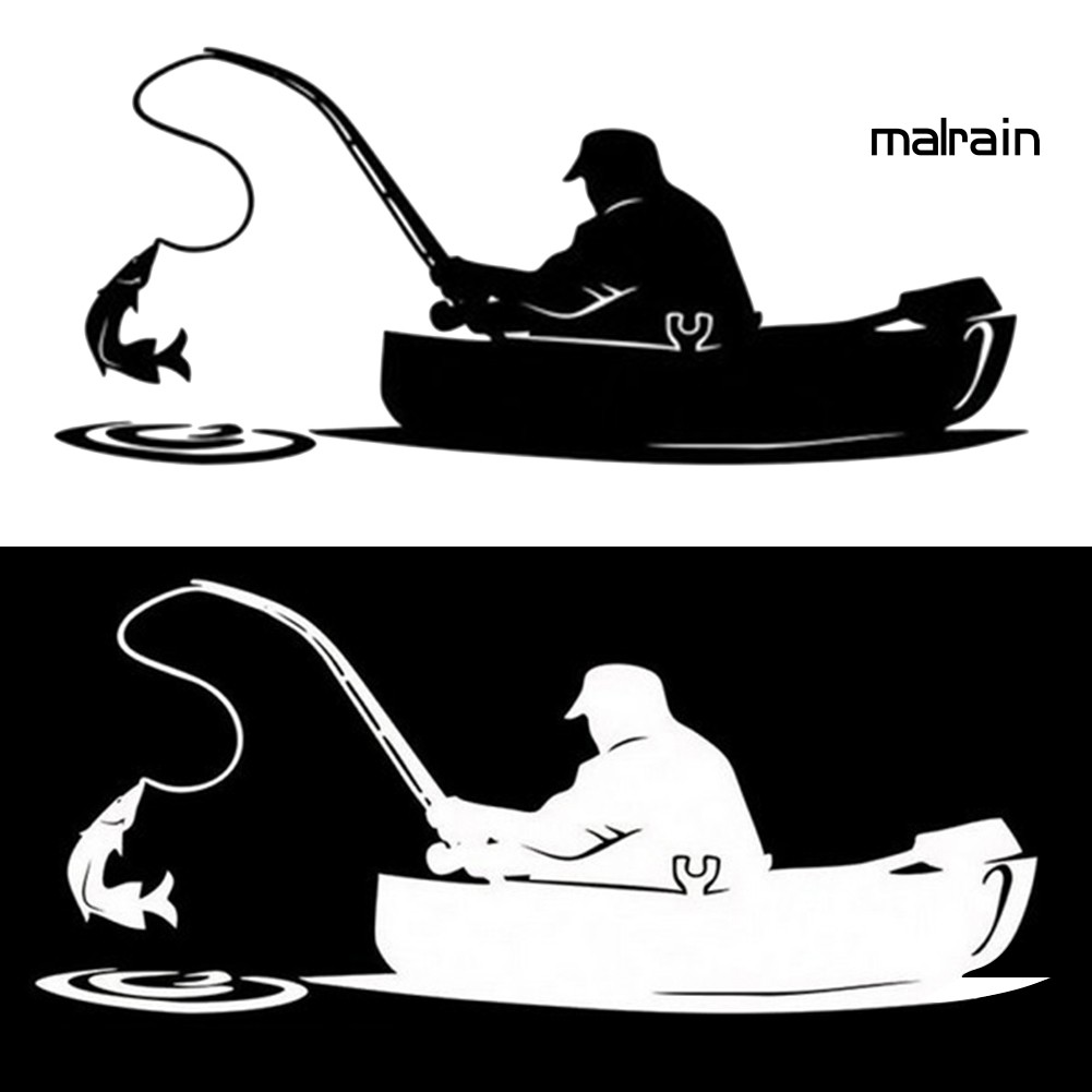 Nhãn dán trang trí xe ô tô/ xe tải họa tiết người ngồi thuyền câu cá độc đáo