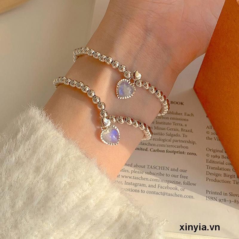 Mặt Vòng cổ Hình Trái Tim Đá Mặt Trăng Nhỏ Đơn Giản Cho Nữ