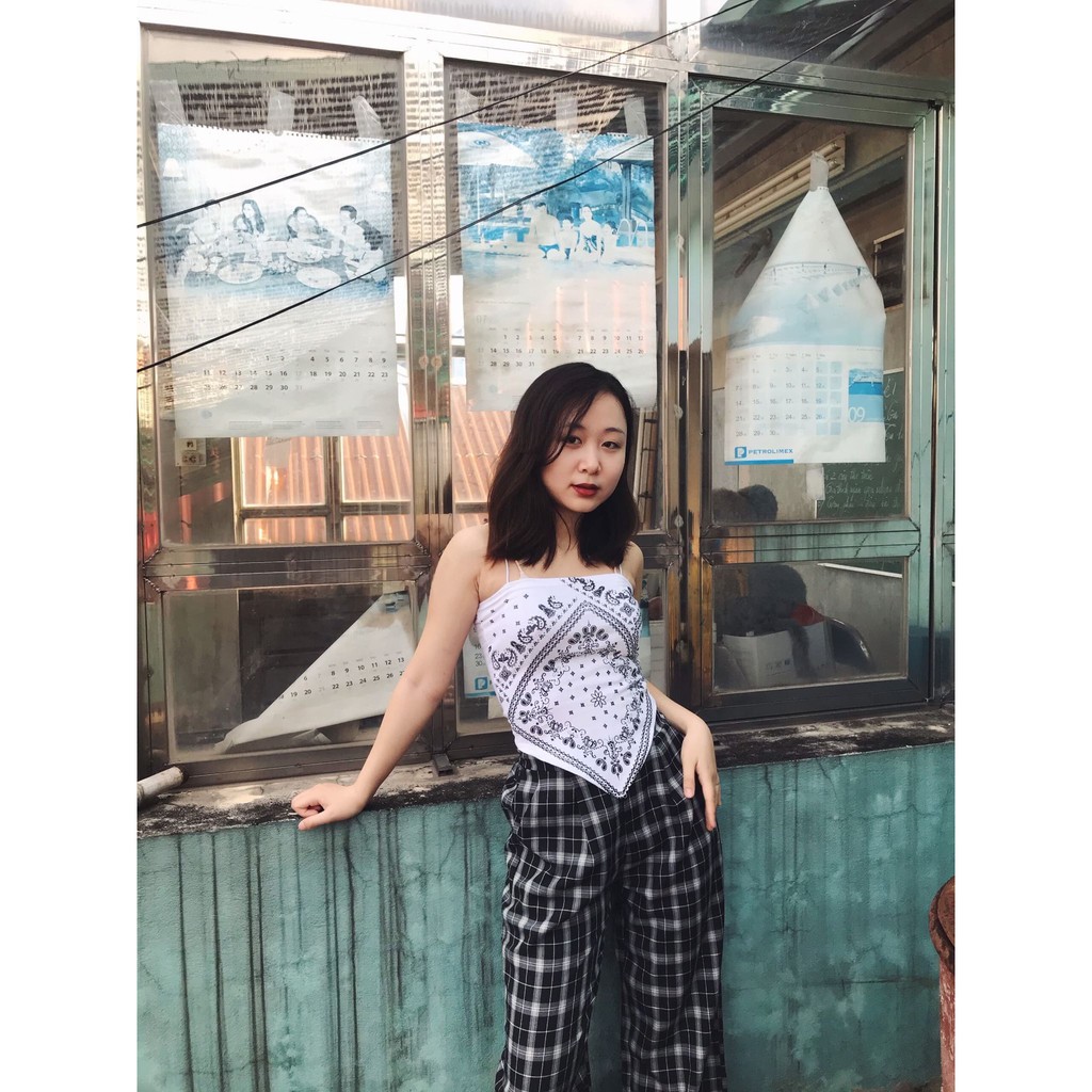 < Ảnh thật > Áo 2 dây họa tiết thổ cẩm