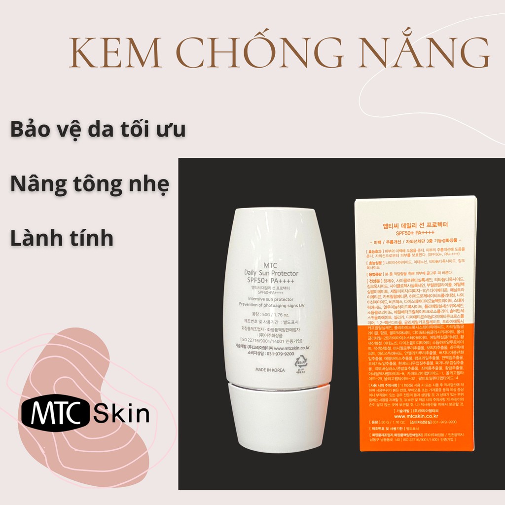 Kem nền chống nắng Blemish Balm, Daily Sun Protector- MTC Skin dưỡng da mịn màng, trắng sáng, mờ vết nhăn
