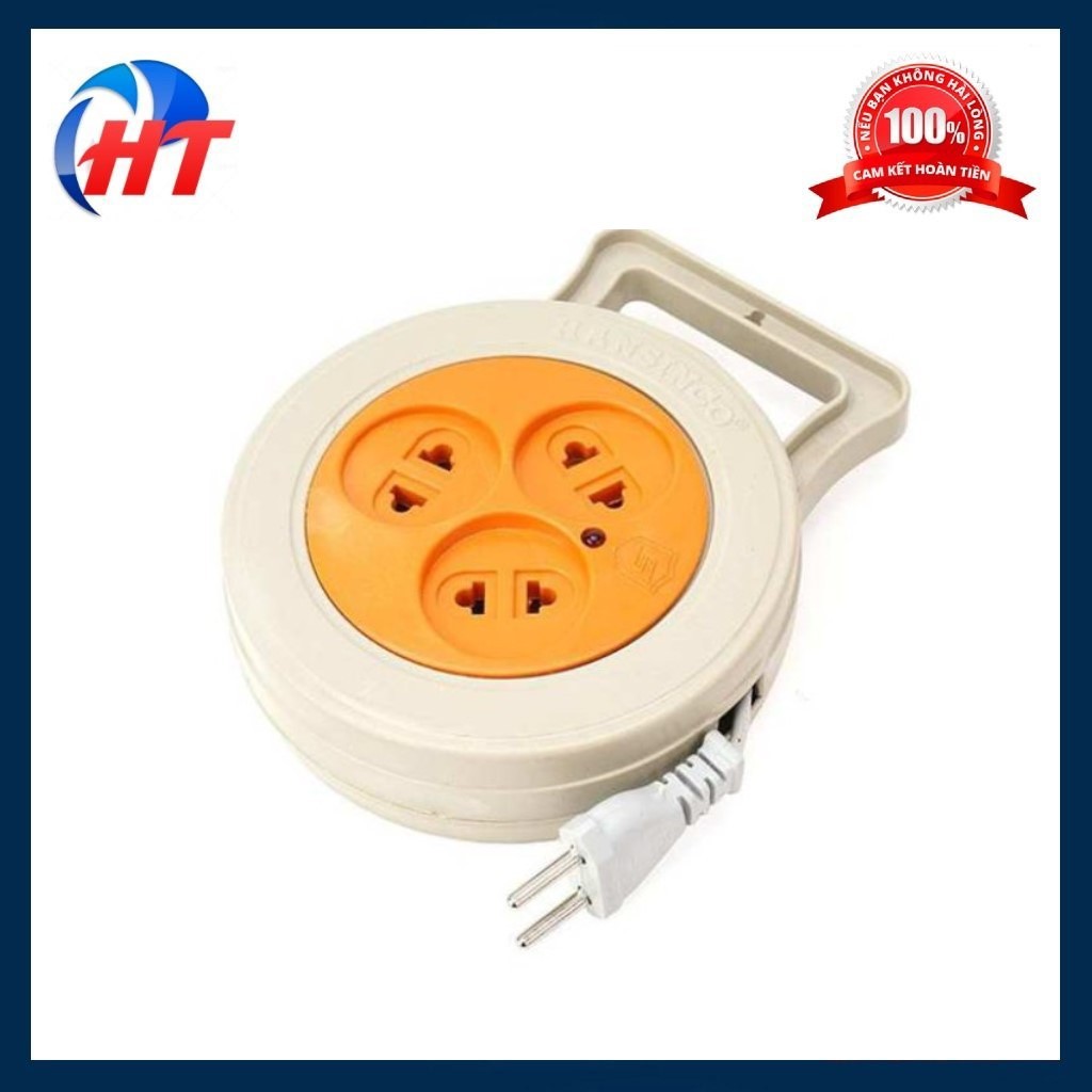 Ổ cắm điện tròn 3 lỗ - 5m - dây rút tiện lợi