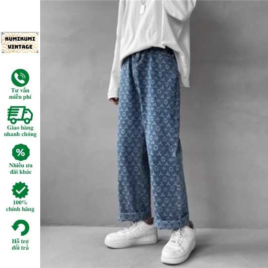 💥STYLE CÁ TÍNH💥Quần Jean nam,nữ Ống suông, rộng In Họa Tiết_Q5 -Style Hàn Quốc Full size Cho Nam style hàn quốc