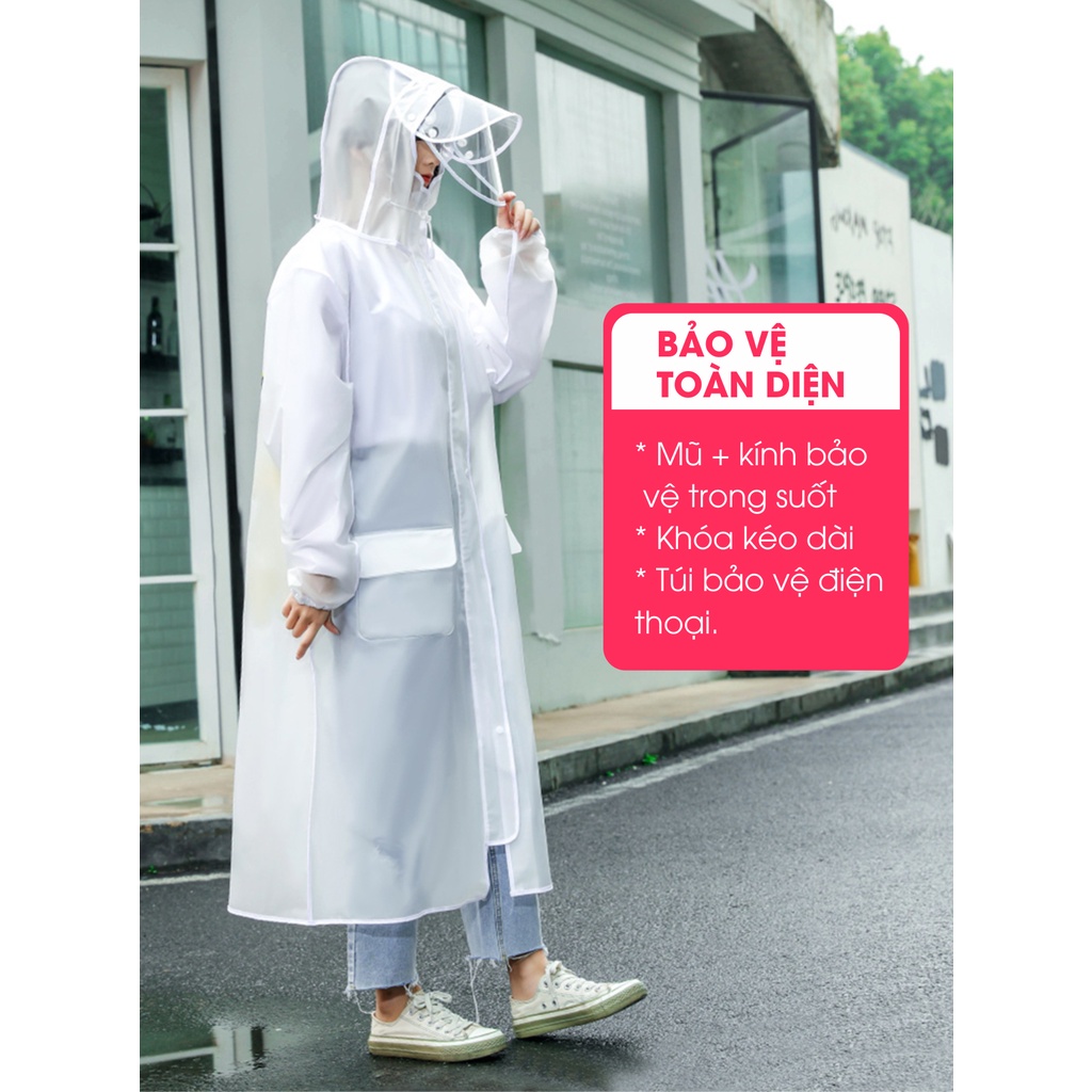 Áo đi mưa có kính chắn trong suốt