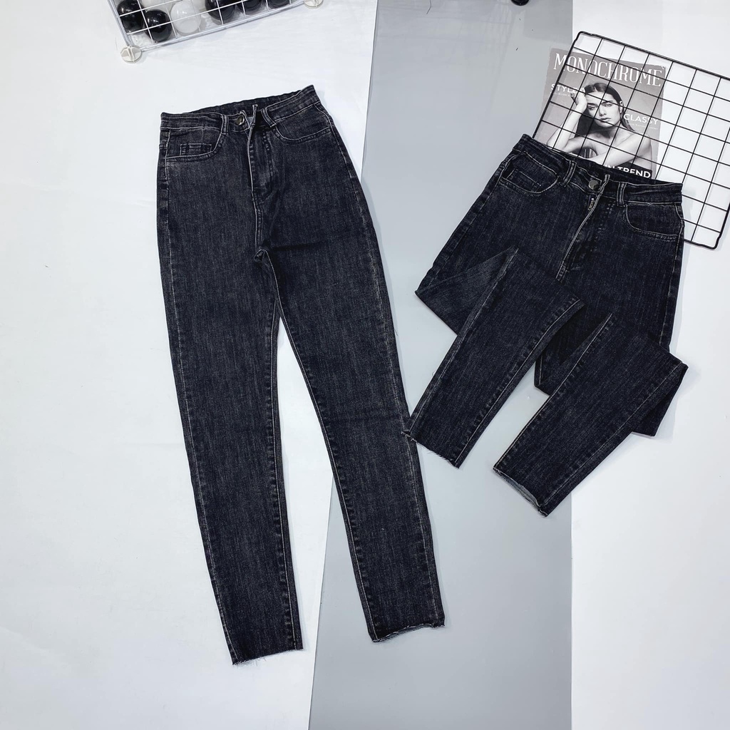 Quần jeans đen khói cạp cao mã 018 (kèm ảnh thật,video) | BigBuy360 - bigbuy360.vn