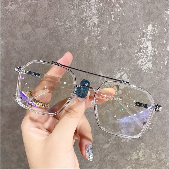 Kính Gọng Kim Loại Mắt Vuông Cao Cấp Hàn Quốc Nam Nữ Cube Chống Lóa Thời Trang Thay Được Mắt Cận | BigBuy360 - bigbuy360.vn