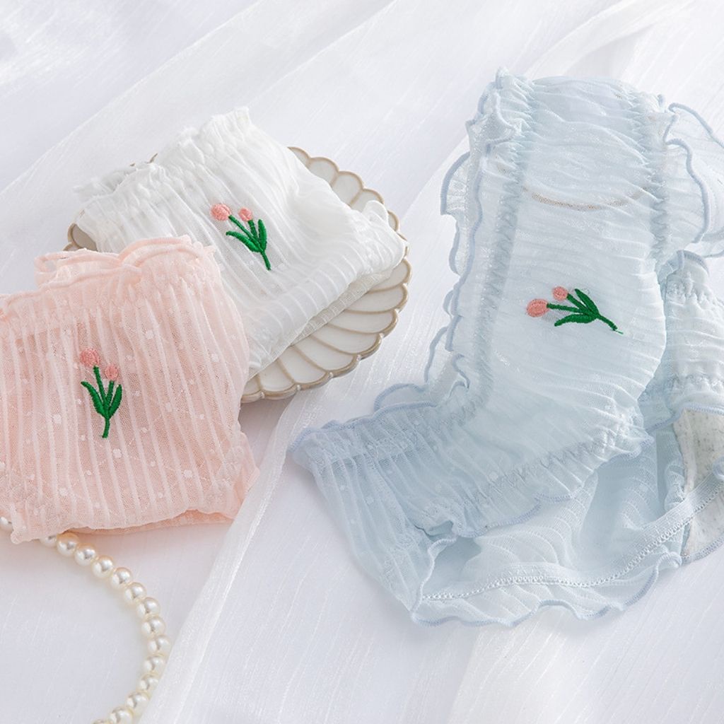 Quần lót nữ ren siêu mỏng thoáng mát sexy, Quần chíp nữ cao cấp thêu hoa tulip cực đẹp và gợi cảm DOPICO L2835